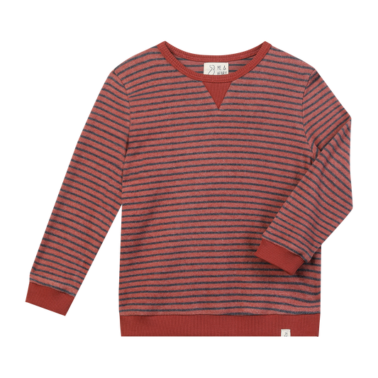 TARQUIN Rust/Navy Brushed Stripe Sweater