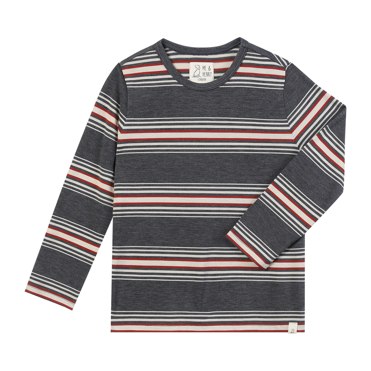 TOBY Grey/Rust Stripe Tee