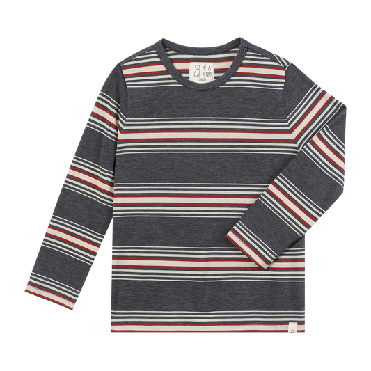 TOBY Grey/Rust Stripe Tee