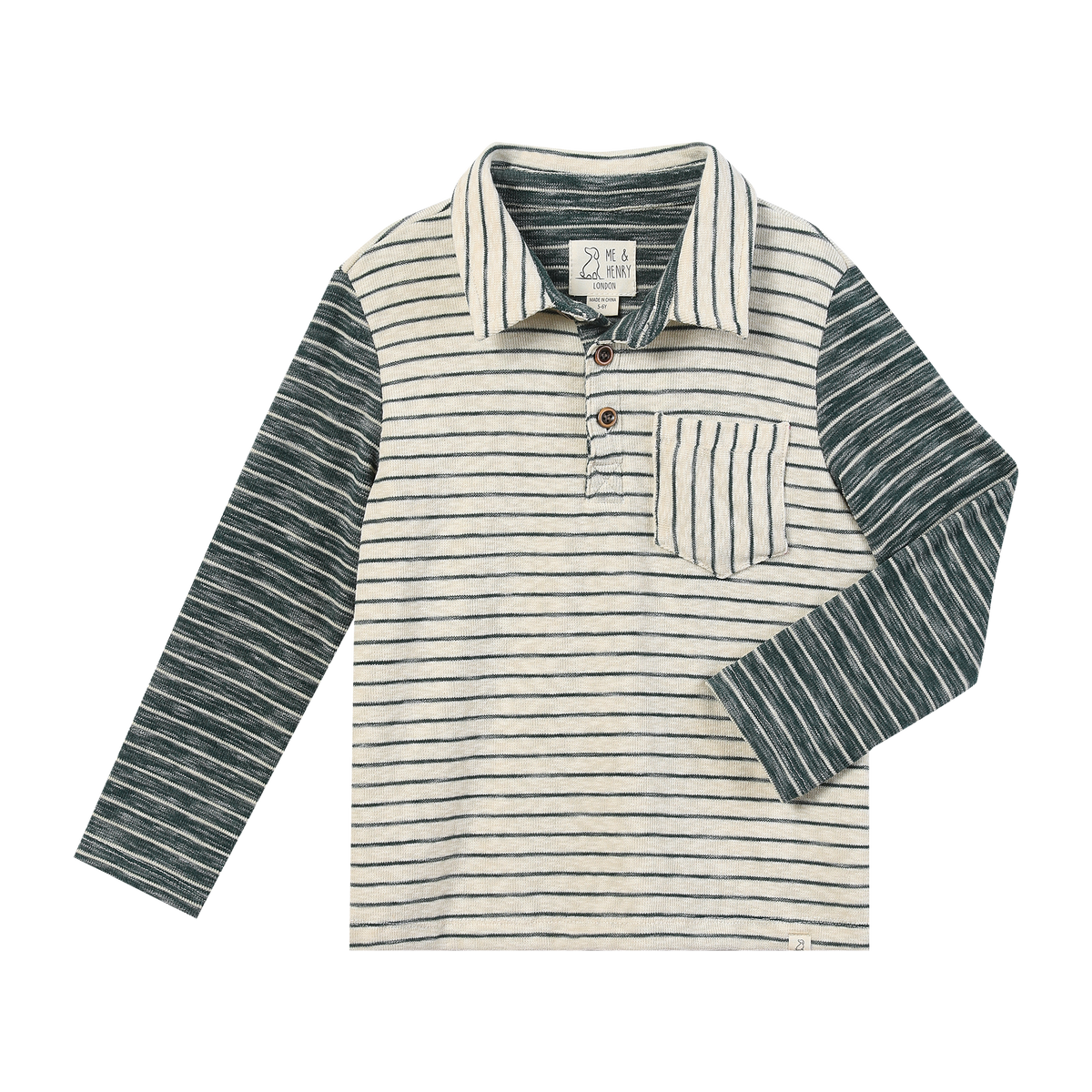TROY Cream/Green Stripe Polo
