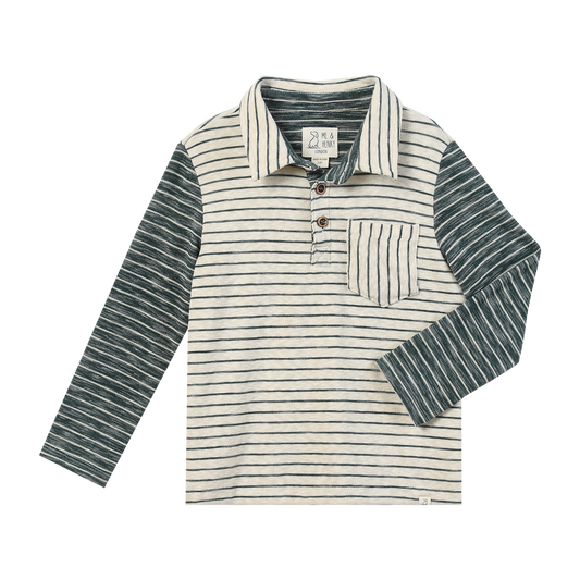TROY Cream/Green Stripe Polo