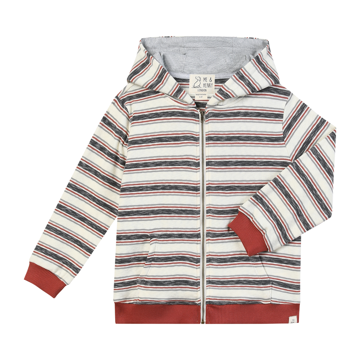 BELLAMY Hooded Top Burgundy/Cream Stripe