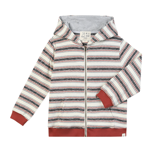 BELLAMY Hooded Top Burgundy/Cream Stripe