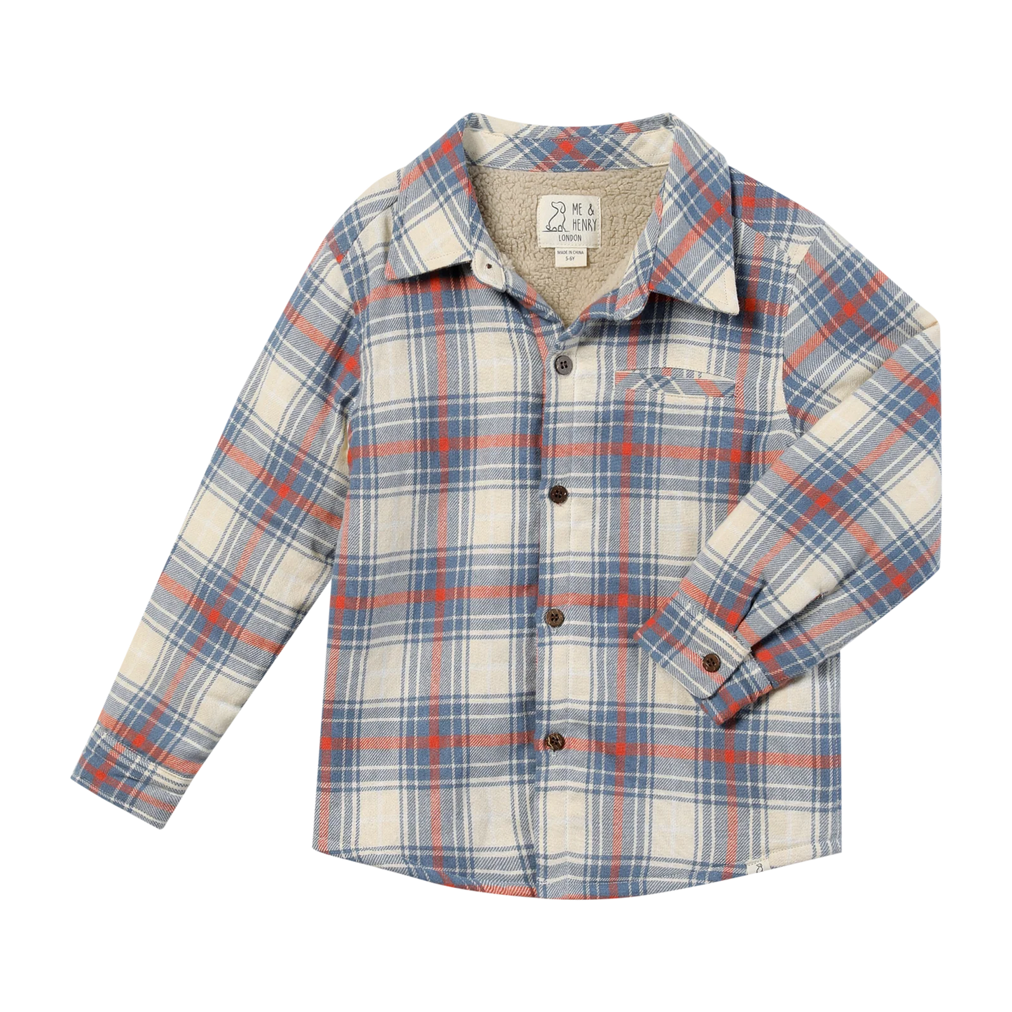 ADVENTURER SHERPA LINED SHACKET BLUE/PUMPKIN/WHITE PLAID