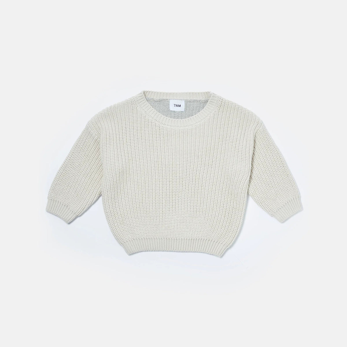 Long Sleeve Sweater Chunky Ecru Pearl Grey