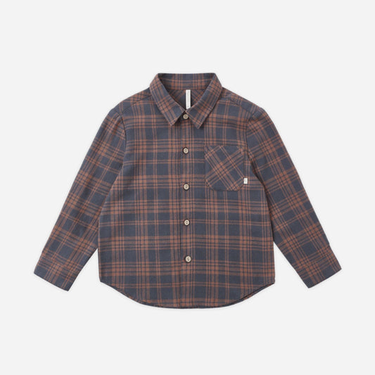 COLLARED LONG SLEEVE SHIRT MIDNIGHT PLAID