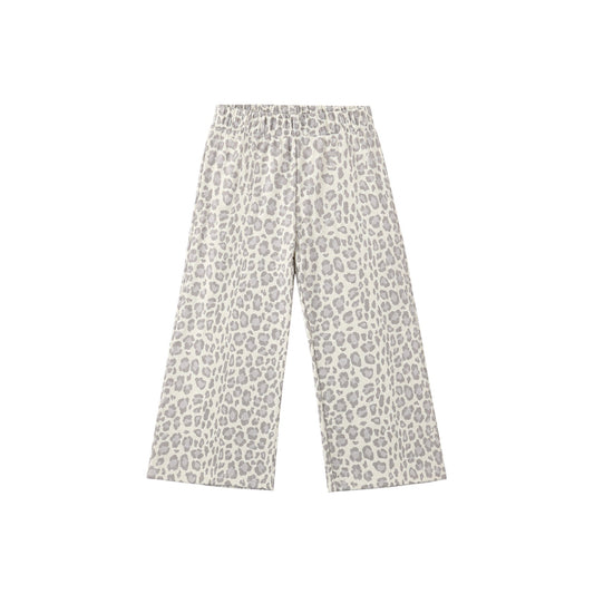 Wide Leg Sweatpant Blue Leopard