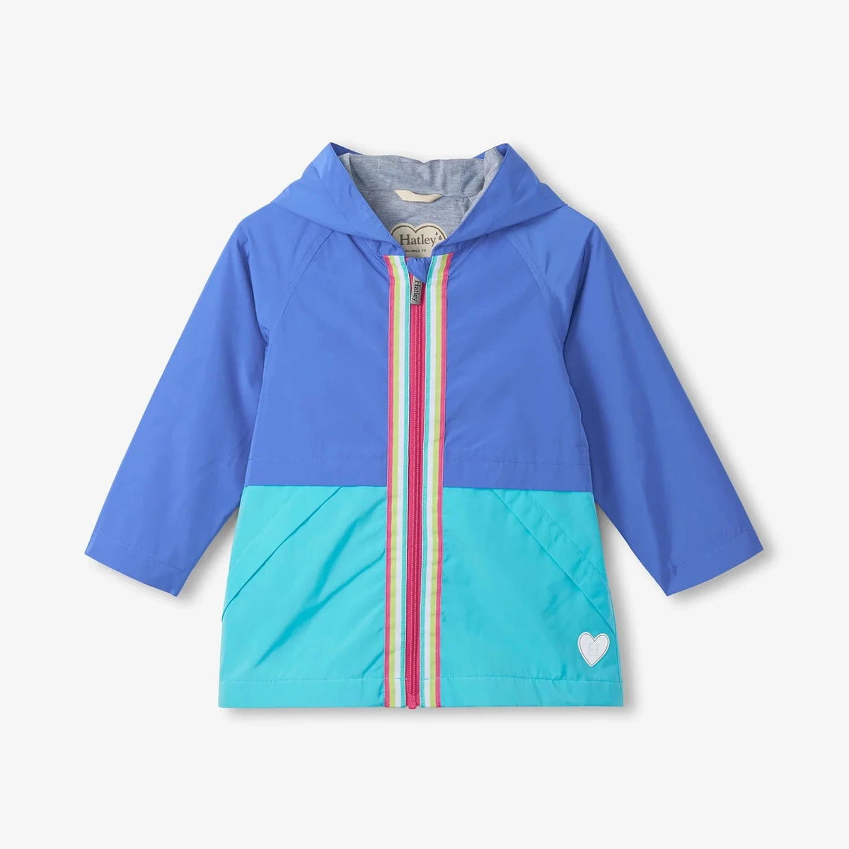 BLUE BLOCK JERSEY LINED RAIN JACKET