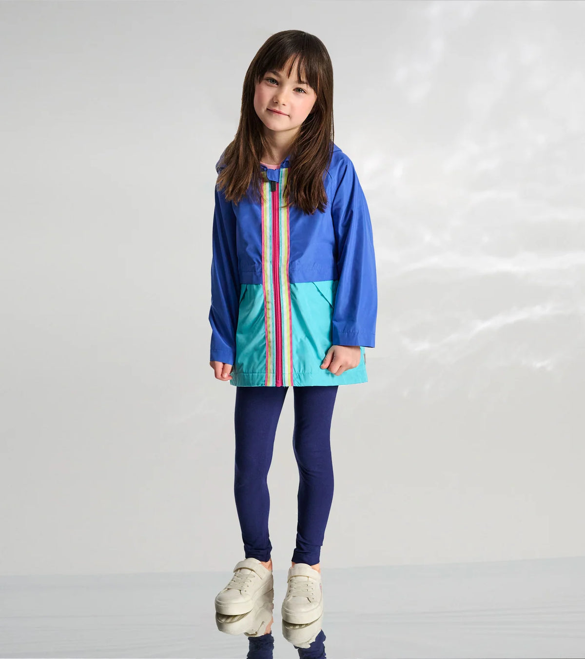 BLUE BLOCK JERSEY LINED RAIN JACKET