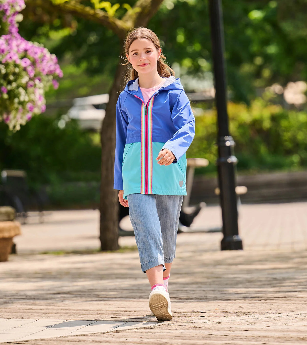 BLUE BLOCK JERSEY LINED RAIN JACKET