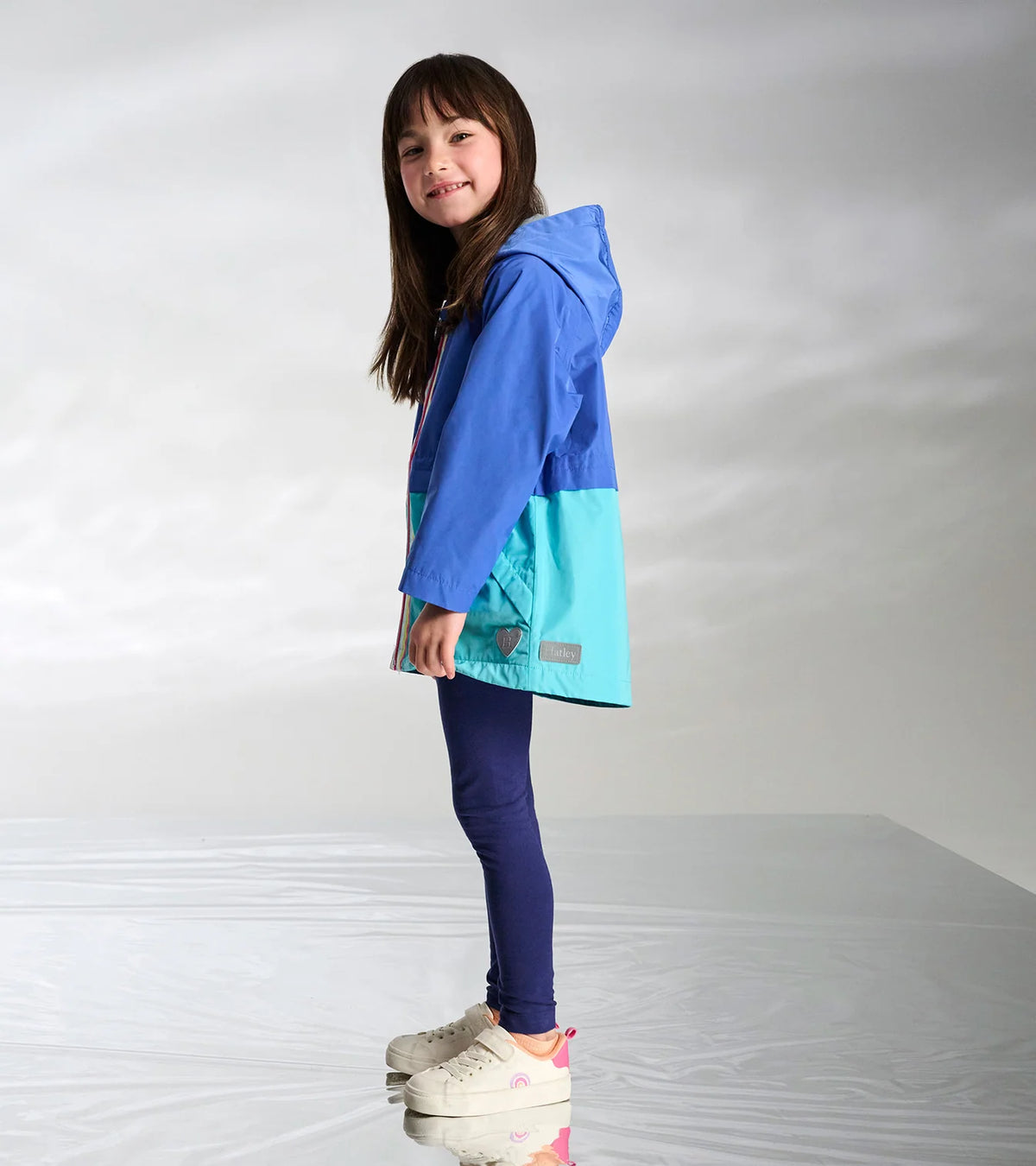 BLUE BLOCK JERSEY LINED RAIN JACKET