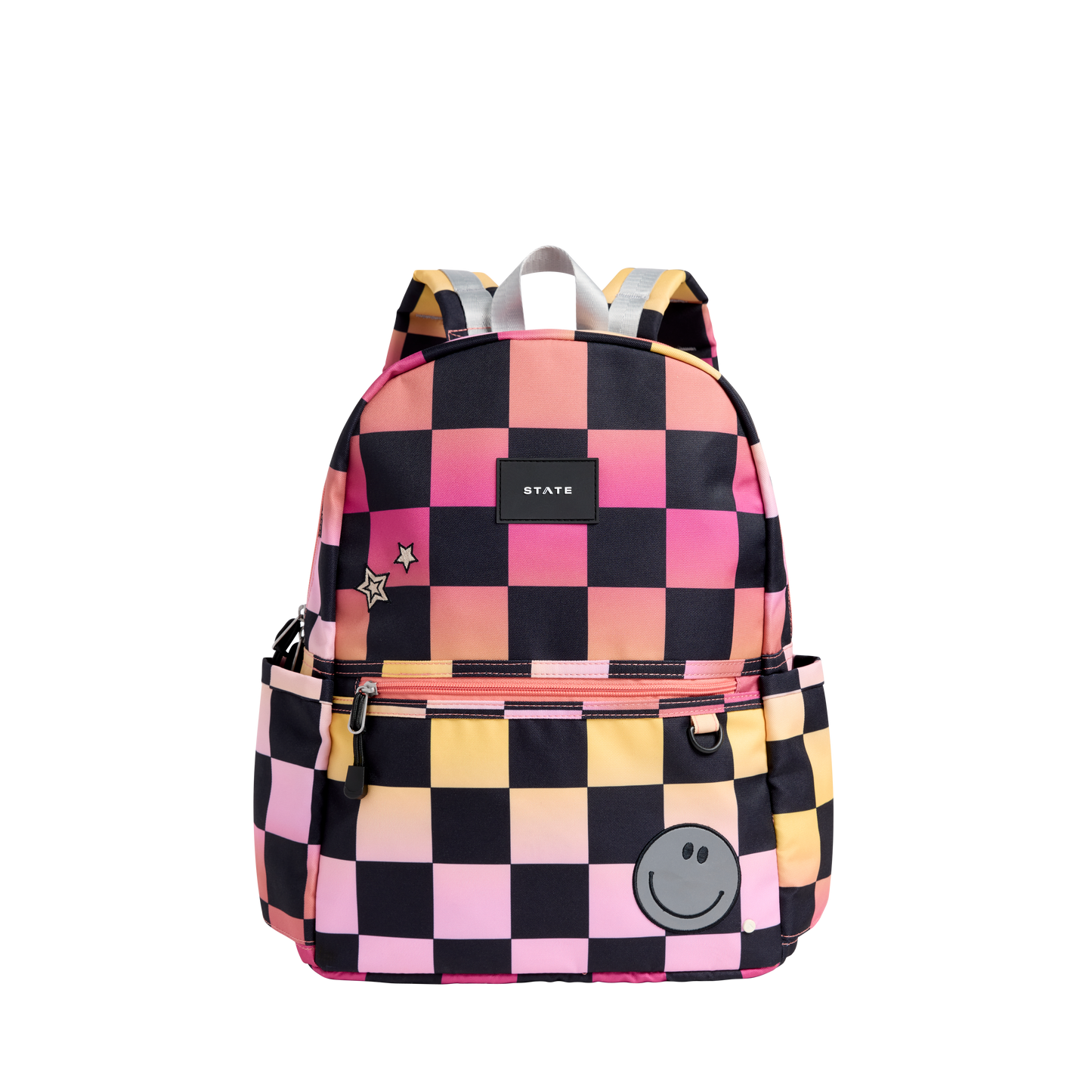 Kane Double Pocket Backpack - Pink Checkerboard
