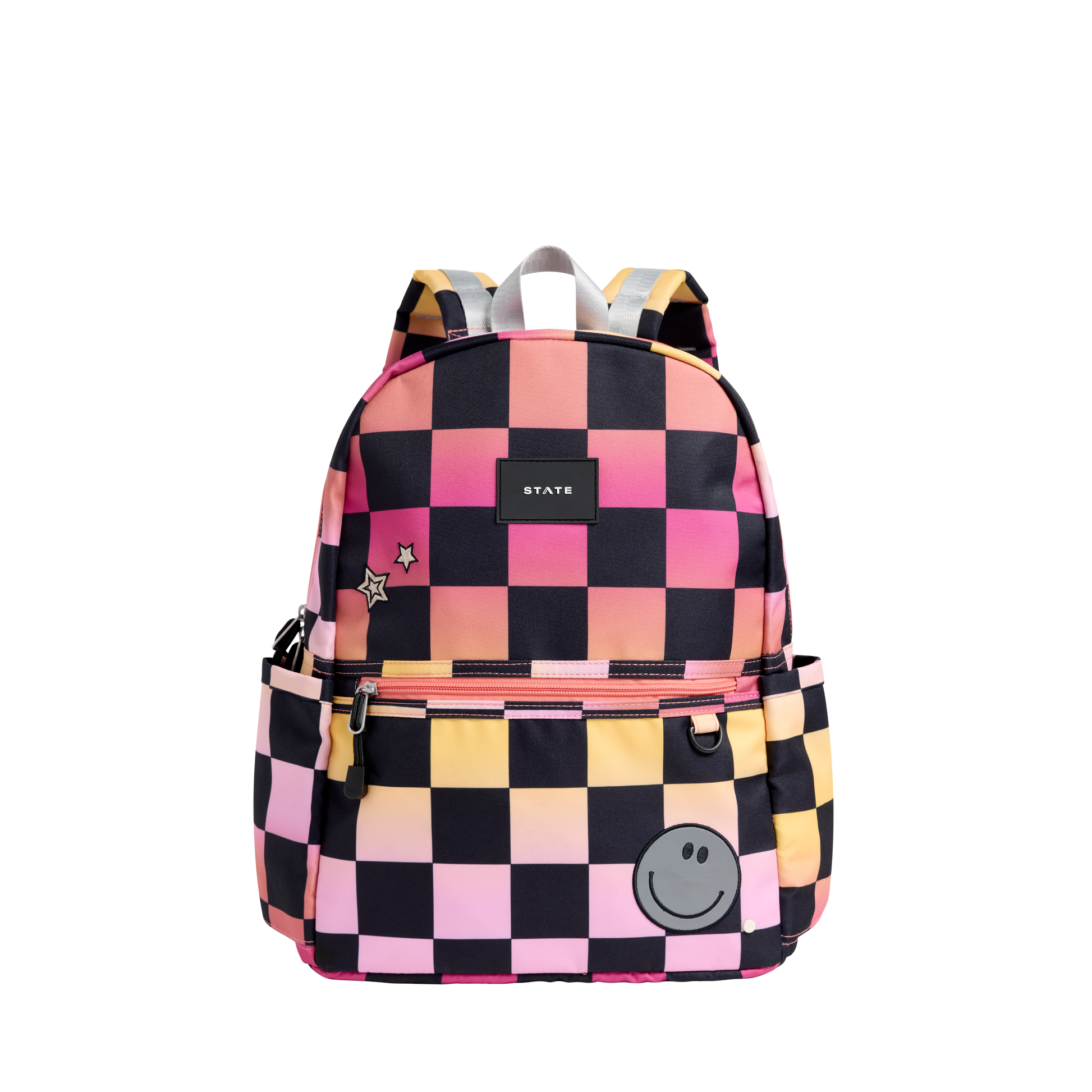 Kane Double Pocket Backpack - Pink Checkerboard