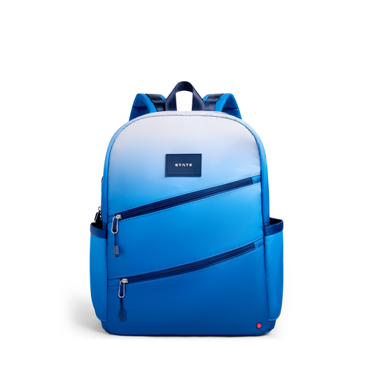 Kane Double Pocket Backpack - Blue Gradient Diagonal Zipper