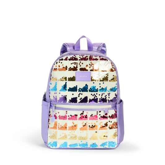 Kane Double Pocket Backpack - Lilac Quilted Sequins