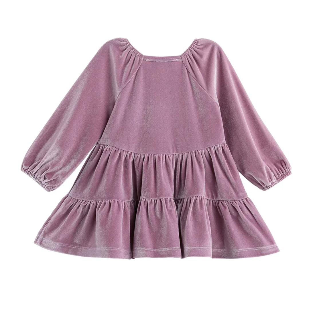 L/S RAGLAN TIERED VELVET DRESS || SUGARPLUM