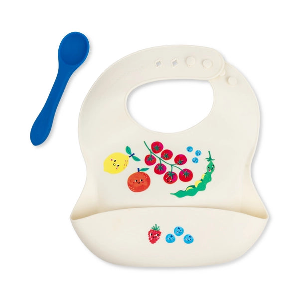 Fresh & Messy Bib+Spoon Set Fruits & Veggies