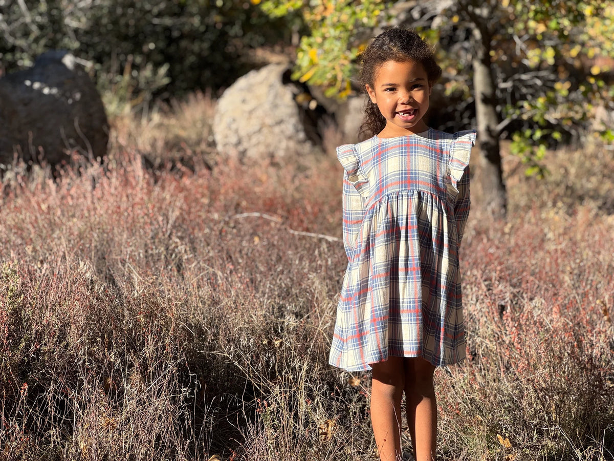 ANYA DRESS || FADED BLUE PLAID