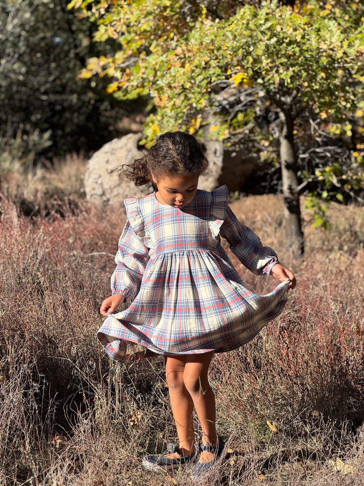 ANYA DRESS || FADED BLUE PLAID