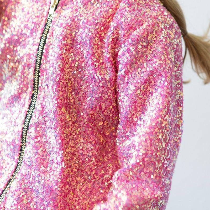 SEQUIN JACKET || HOT PINK