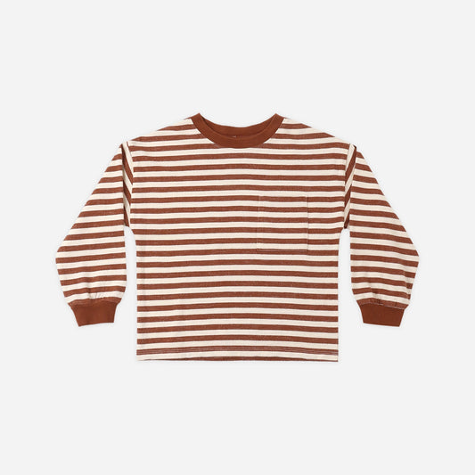 RELAXED LONG SLEEVE TEE || BRICK STRIPE