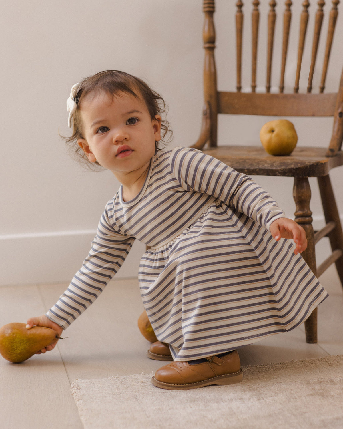 Long Sleeve Baby Dress Vintage Stripe