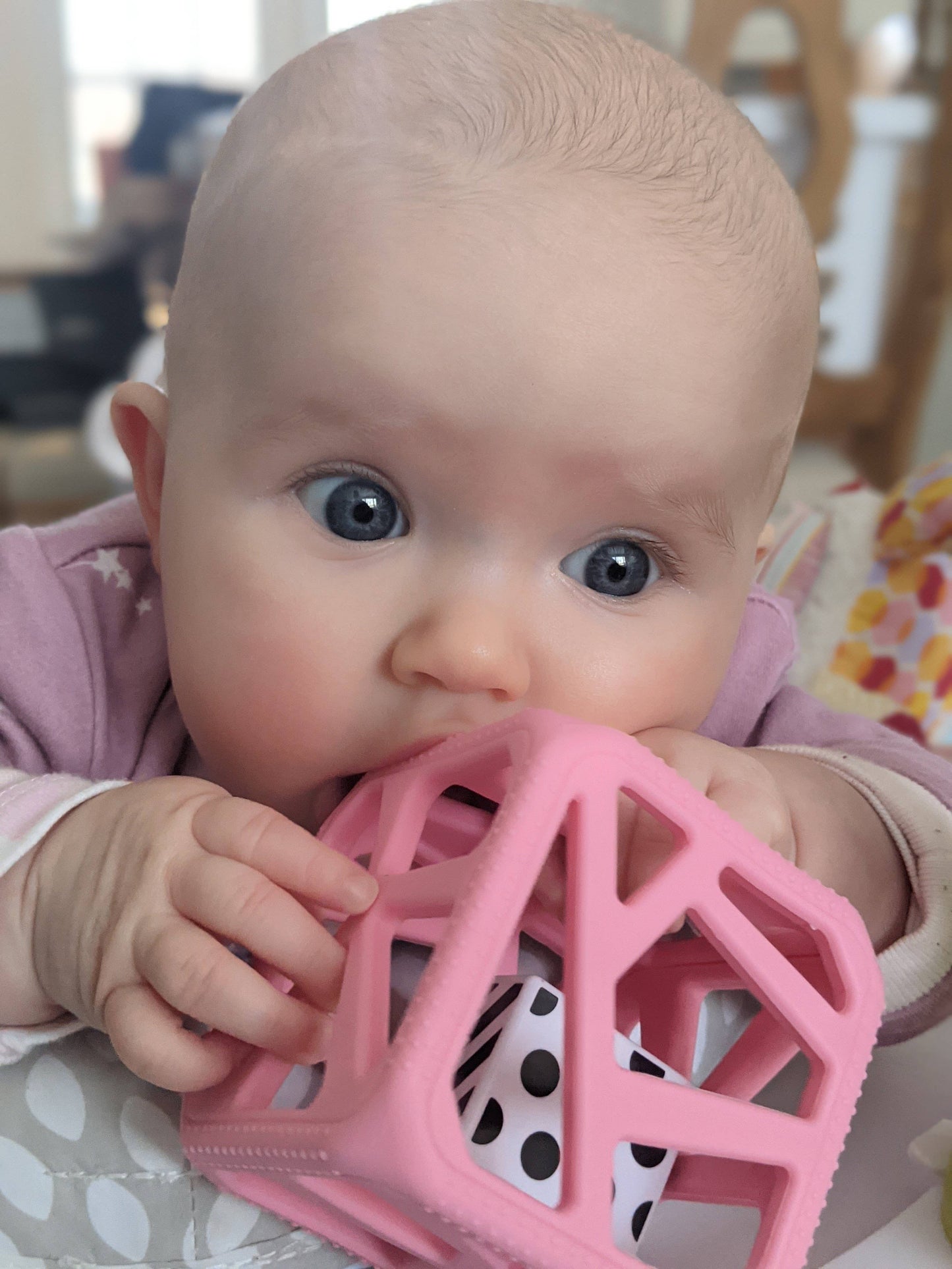 CHEW CUBE || SILICONE TEETHER RATTLE || MARBLE GREY