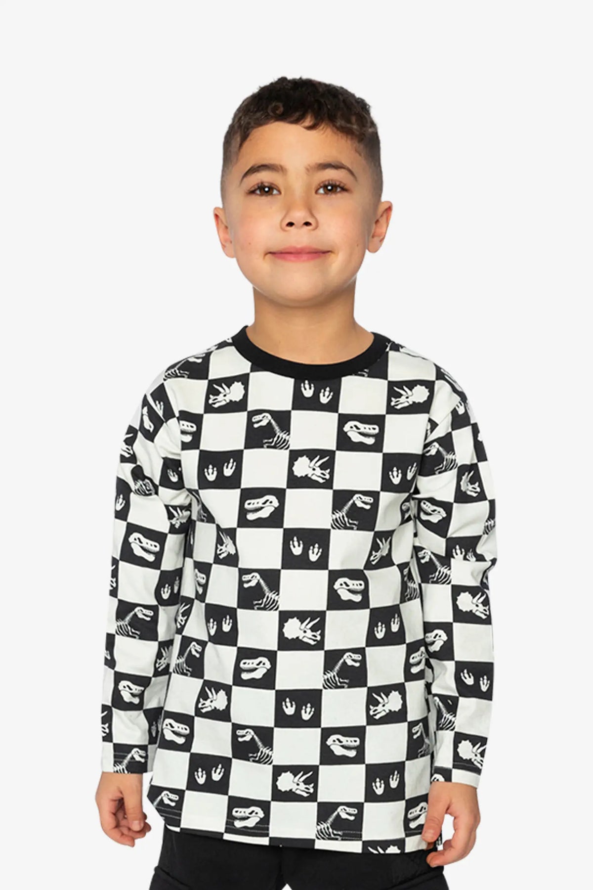 PRINTED ORGANIC COTTON SHIRT|| CHECKERED DINOS