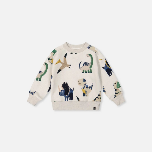 FLEECE DINO PRINTED SWEATSHIRT