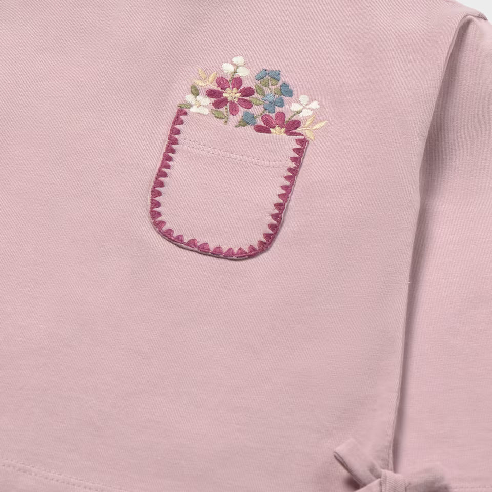 GIRL BOW DETAIL LONG SLEEVE SHIRT || MAUVE