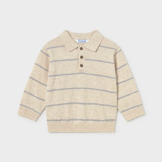 KNIT L/S POLO || STONE