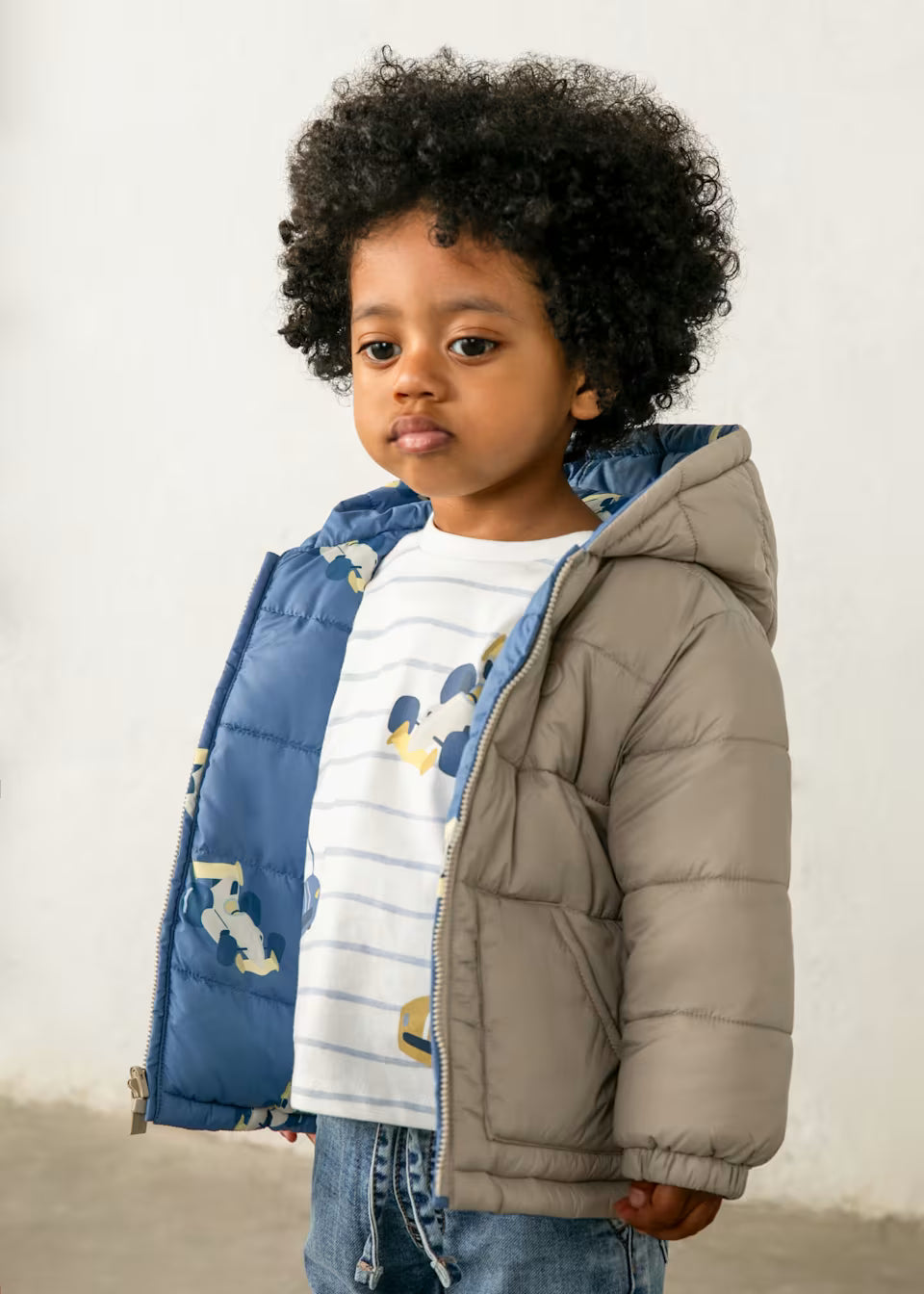 REVERSIBLE SOFT PRINTED PUFFER JACKET