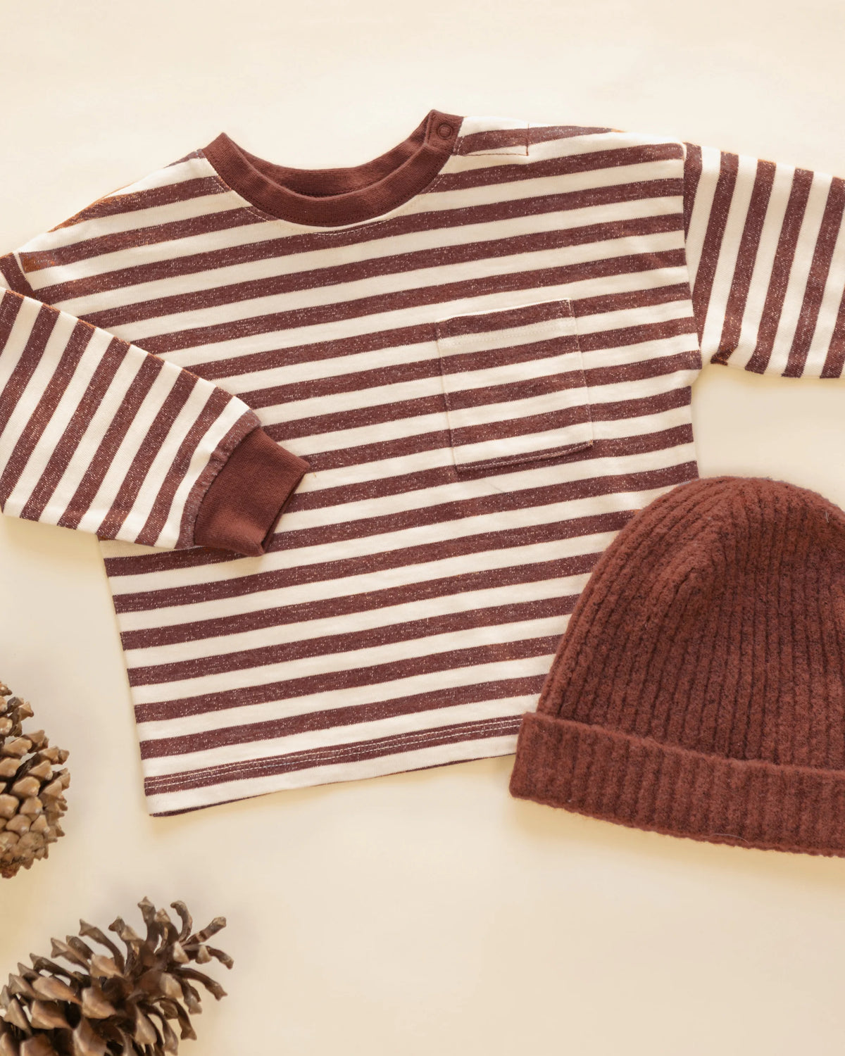 RELAXED LONG SLEEVE TEE || BRICK STRIPE