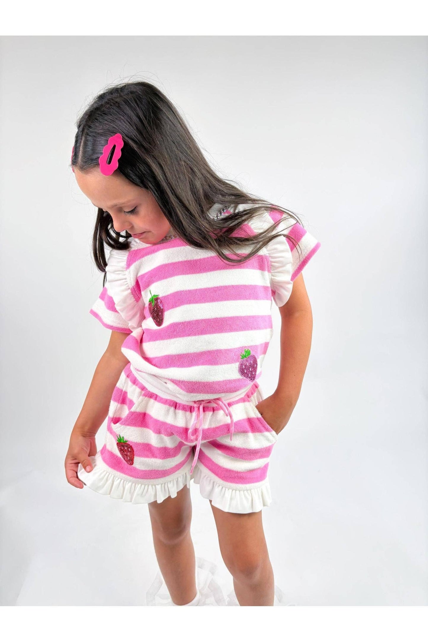 TERRY CLOTH SHORT / SHIRT SET || STRAWBERRY