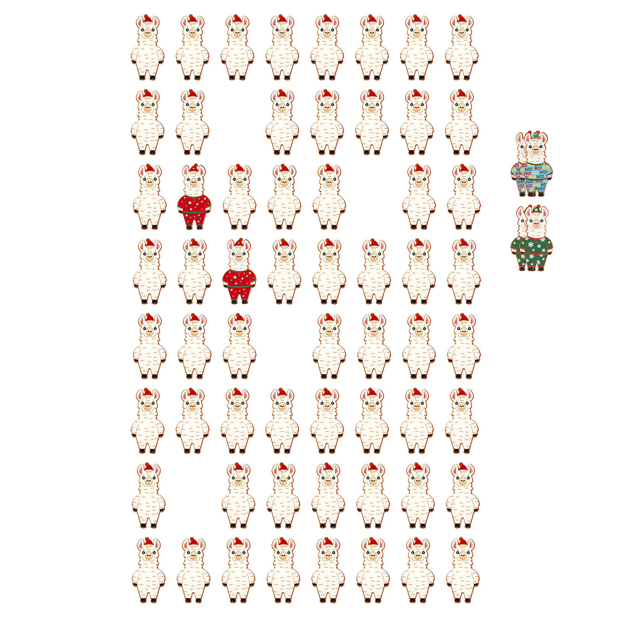 Llamas in Holiday Pajamas: Christmas Matching Game