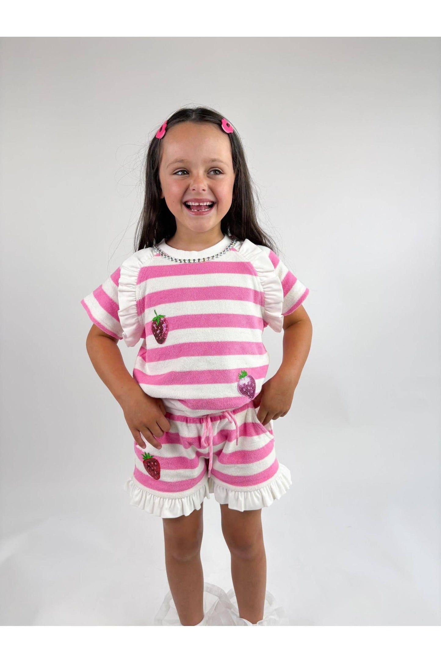 TERRY CLOTH SHORT / SHIRT SET || STRAWBERRY