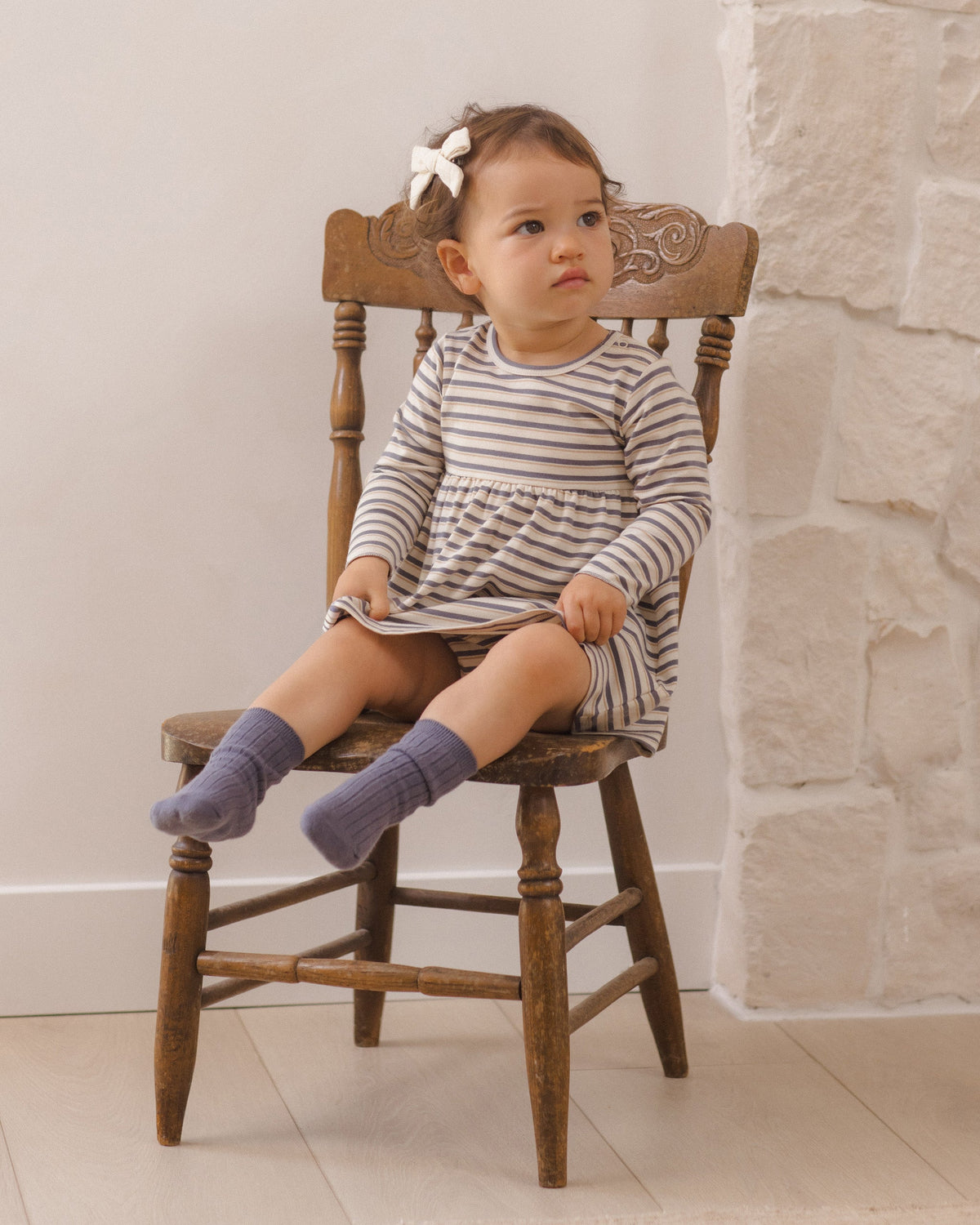 Long Sleeve Baby Dress Vintage Stripe