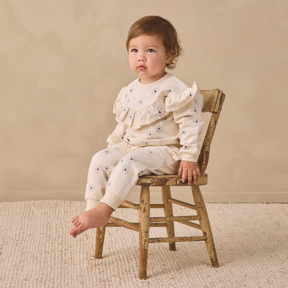 Ruffle Fleece Sweatshirt Blue Daisy