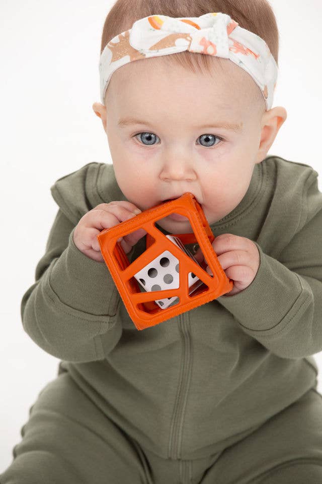 CHEW CUBE || SILICONE TEETHER RATTLE || MARBLE GREY