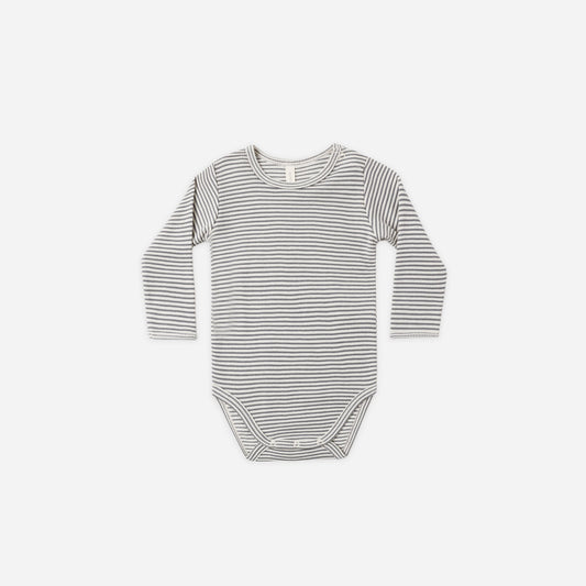 Waffle Long Sleeve Bodysuit Midnight Microstripe