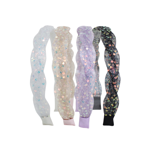 SHEER SEQUIN TWIST HEADBAND