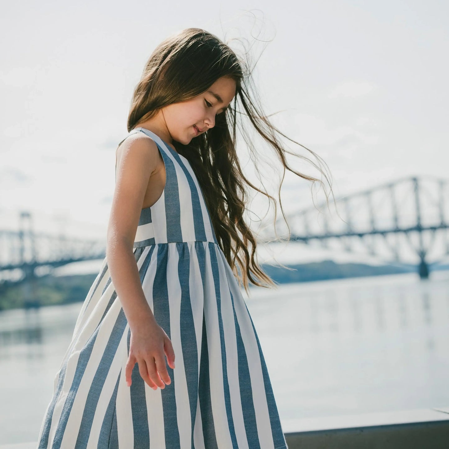 LINEN DENIM STRIPE DRESS