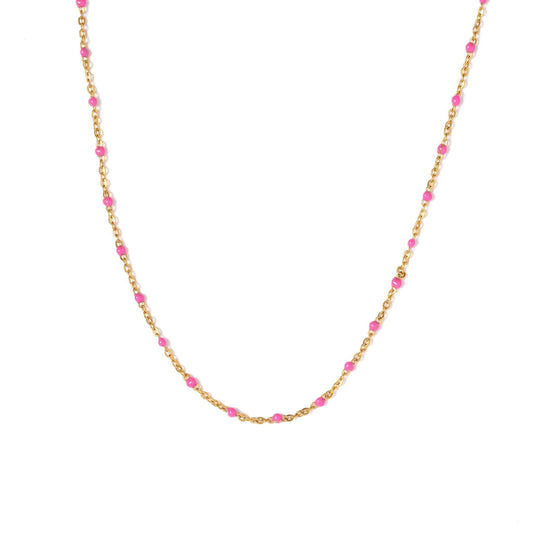 ENAMEL BEAD NECKLACE || PINK