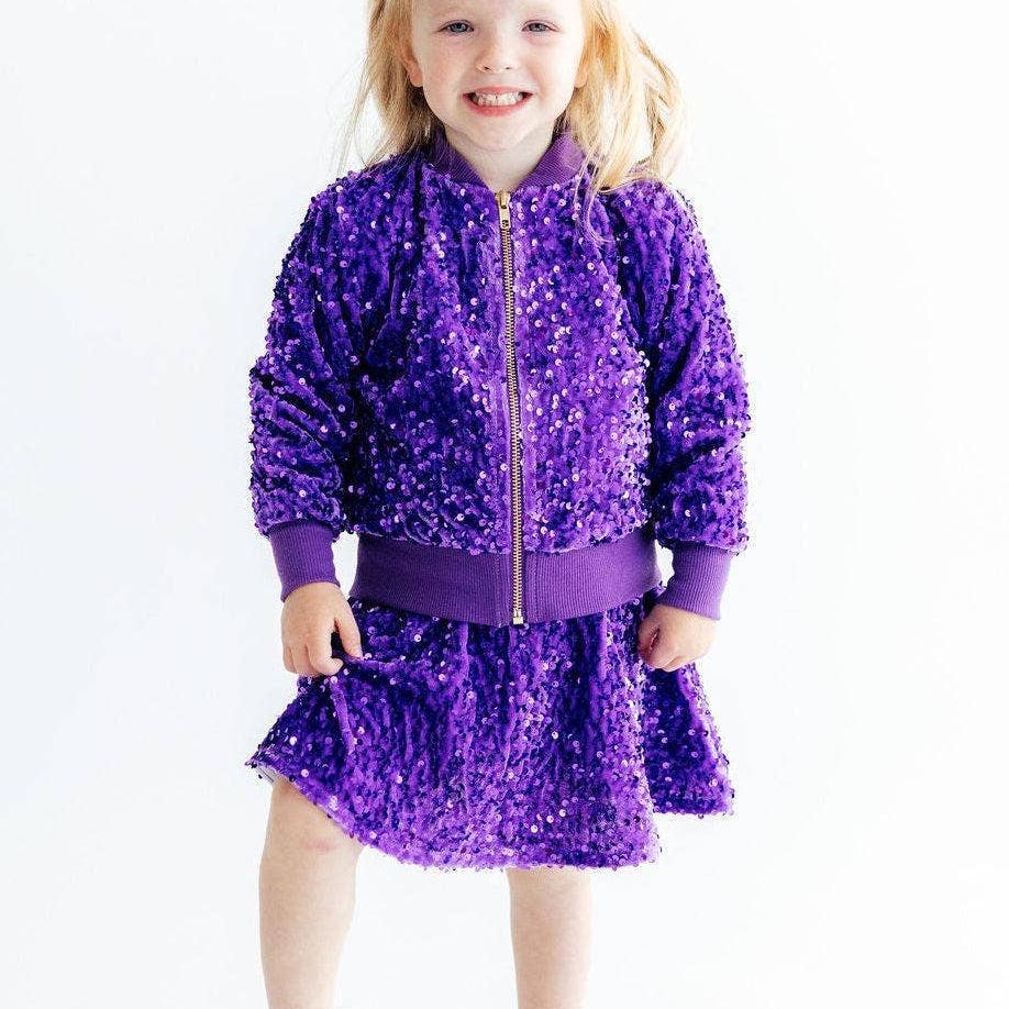 VELVET SEQUIN TWIRL SKORT || PURPLE