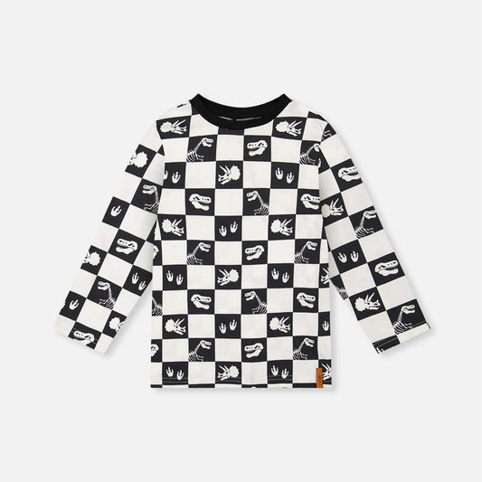 PRINTED ORGANIC COTTON SHIRT|| CHECKERED DINOS