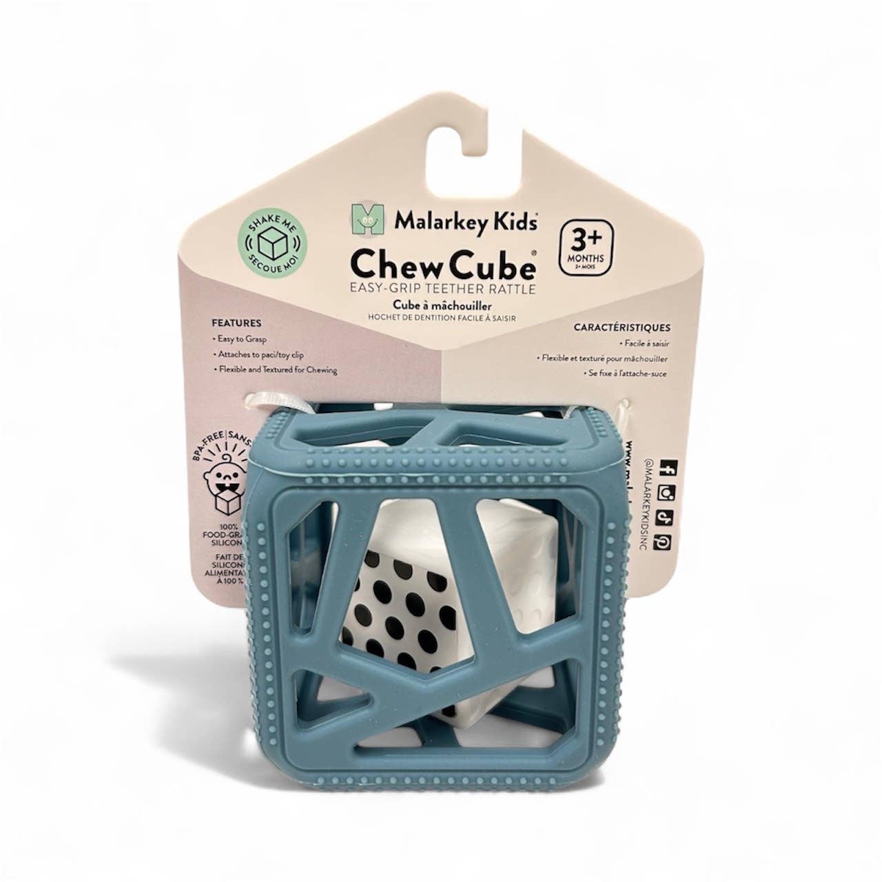CHEW CUBE || SILICONE TEETHER RATTLE || PINK