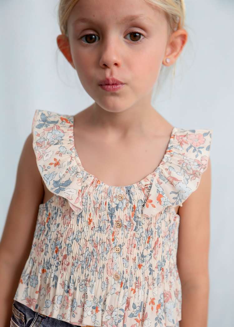 PRINTED BAMBULA TOP || SALMON