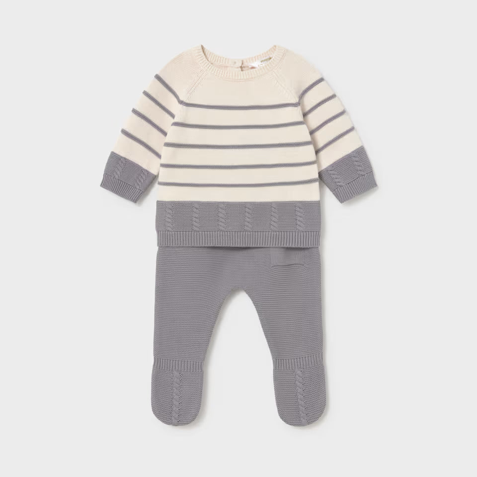 NEWBORN KNIT PANT & SWEATER SET || ASH