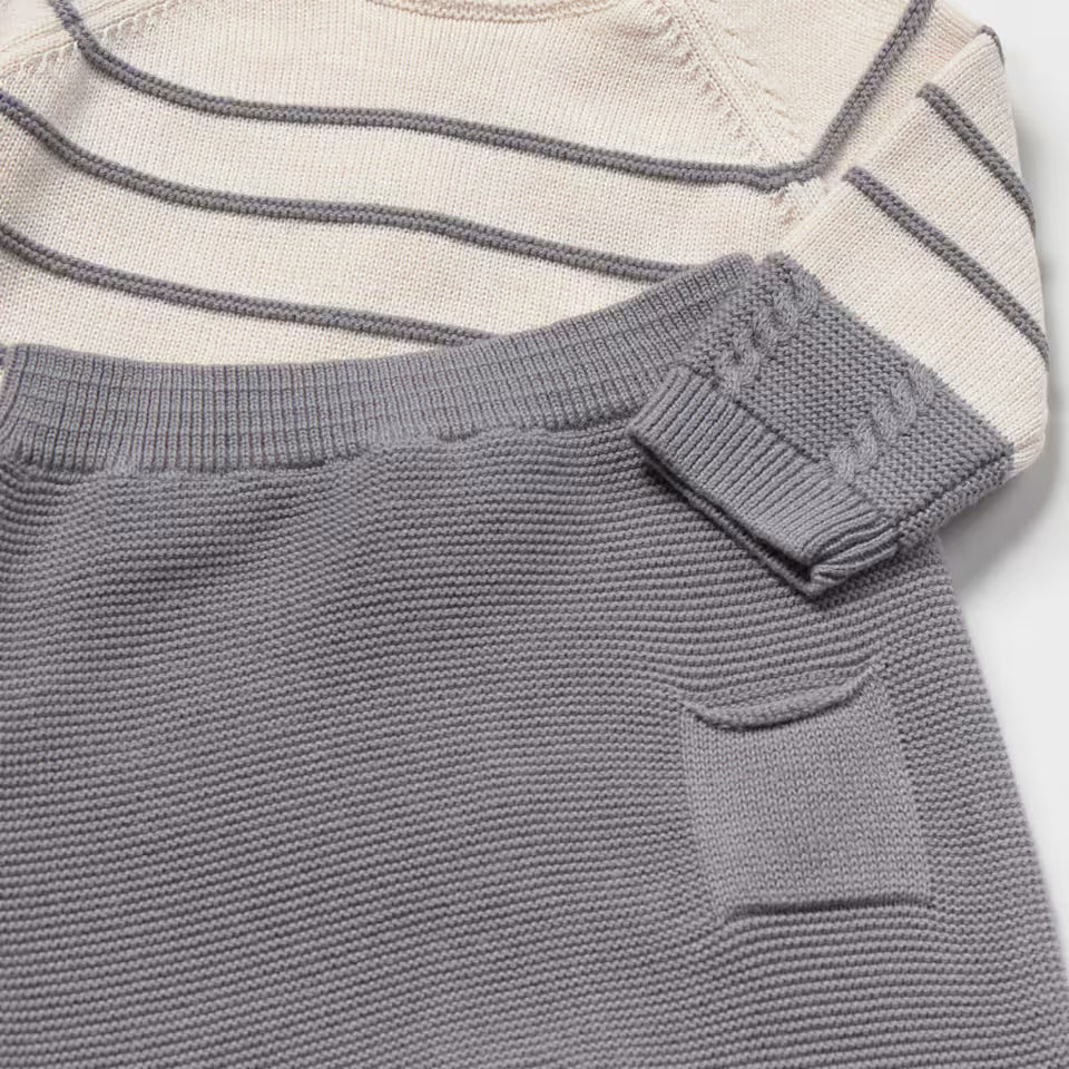 NEWBORN KNIT PANT & SWEATER SET || ASH