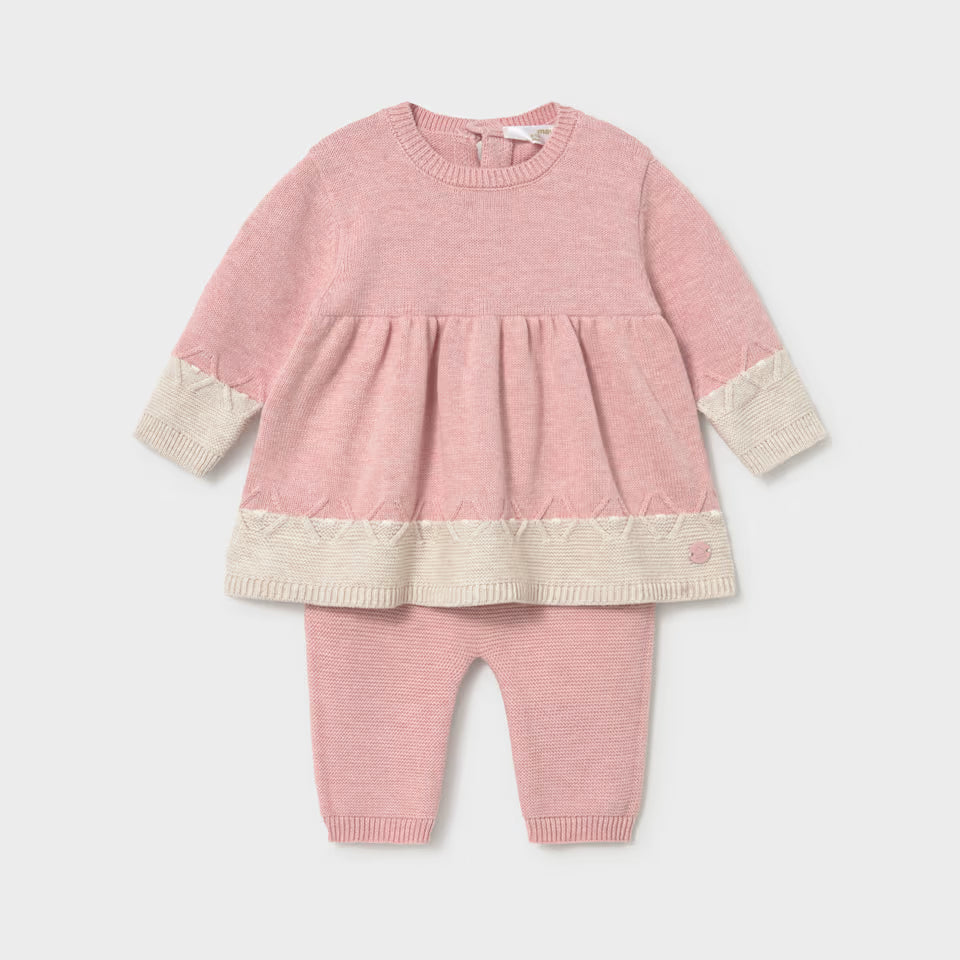 NEWBORN GIRL DRESS WITH LEGGING SET || ROSE